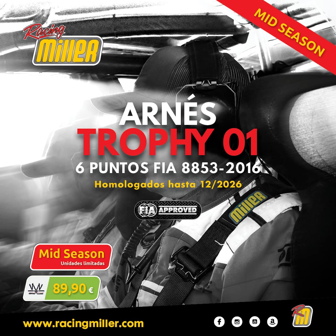 Racing arnes 6 puntos FIA